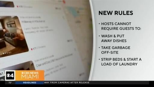 Airbnb bans hosts from requiring guests to do chores — CBS Miami, Jupiter Community news