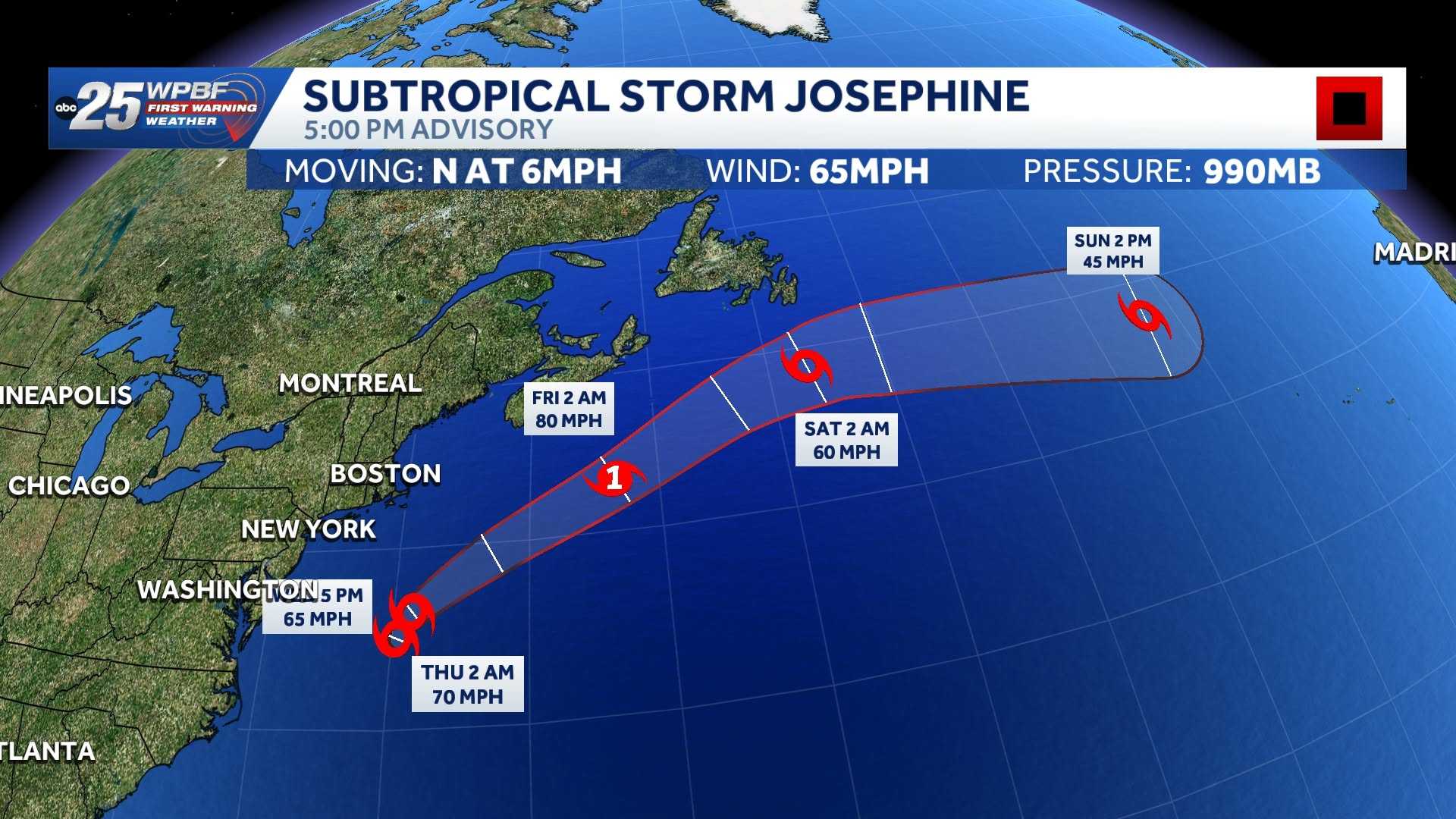 Subtropical Storm Josephine forms off U.S. northeast coast — WPBF West Palm Beach, Jupiter Sports news