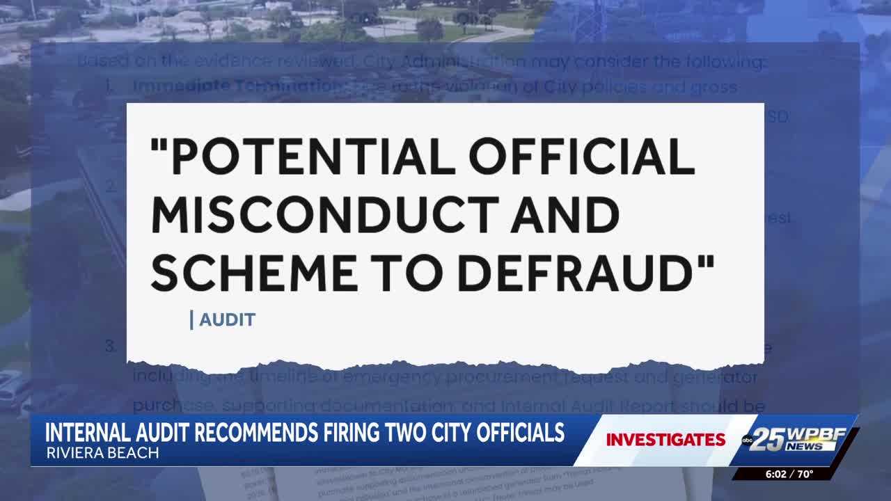 EXCLUSIVE: Riviera Beach audit alleges possible collusion in $678K generator deal, recommends criminal investigation — WPBF West Palm Beach, Jupiter Community news